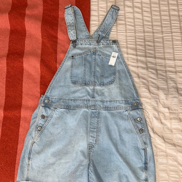 Old Navy Light Blue Denim Overalls-size L - Picture 1 of 3